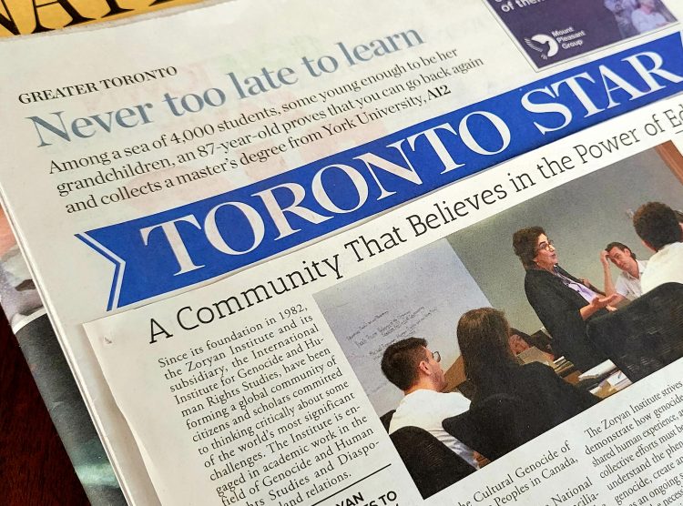 Zoryan Institute Featured in Toronto Star, Globe and Mail, and National Post for its work on Genocide Education