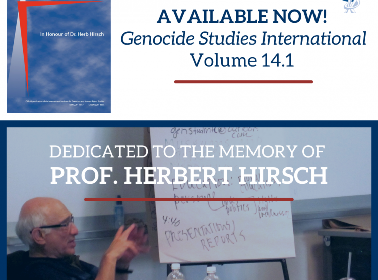 Zoryan Institute Publishes Special Issue of Genocide Studies International (GSI) in Honour and Memory of Prof. Herbert Hirsch