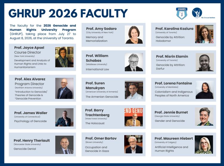 The 2026 GHRUP Faculty Lineup: The Zoryan Institute Announces Scholars for Its Genocide and Human Rights Program